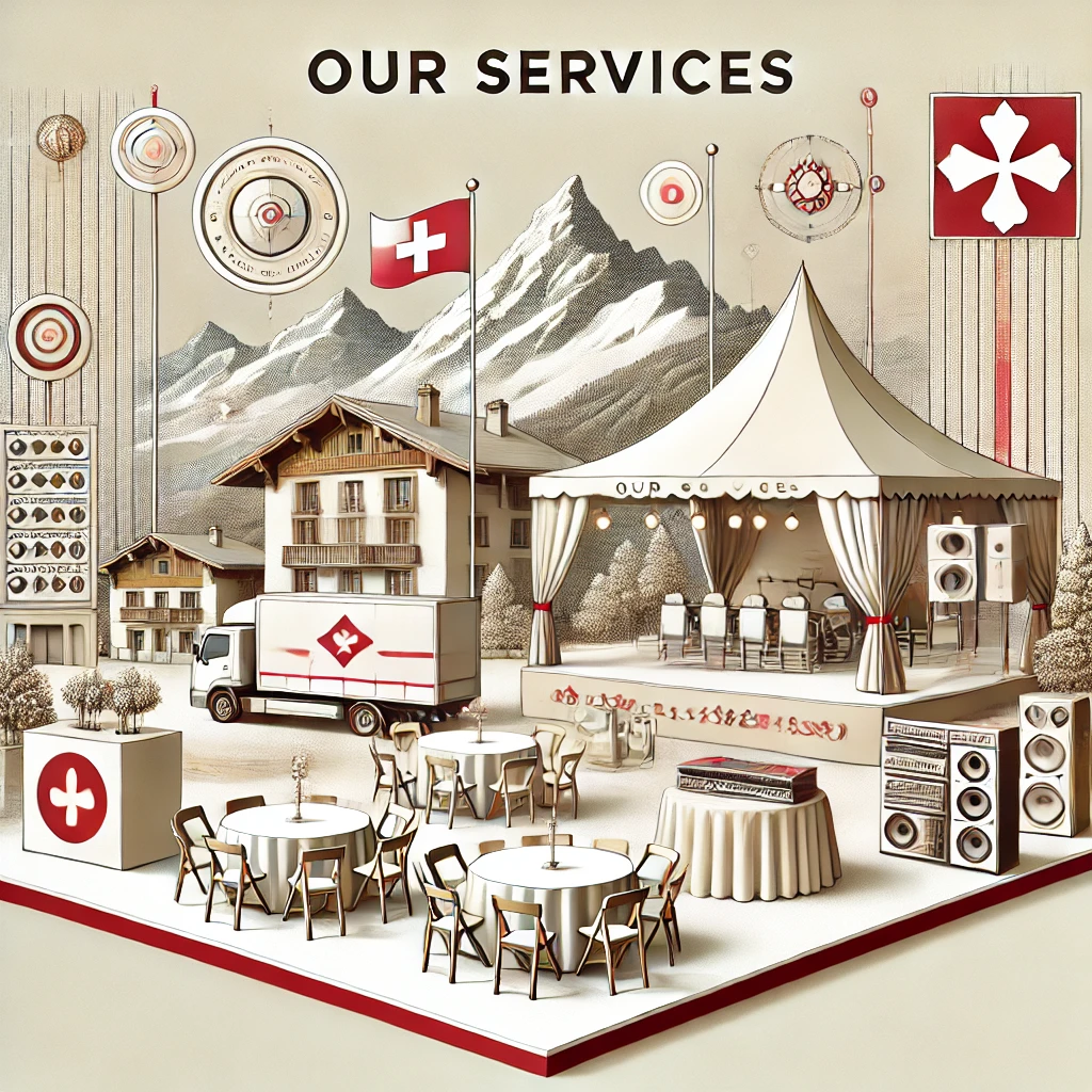 Dall·e 2024 09 26 22.18.02 A Clean, Professional Image For A 'our Services' Section On A Website Specializing In Event Equipment Rental In Savoie. The Design Incorporates Elemen